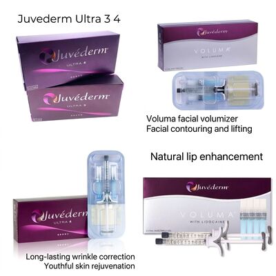 ১২-১৮ মাস পর্যন্ত Juvederm Dermal Filler ১ মিলি ২ টি সিরিঞ্জ DHL UPS FEDEX দীর্ঘস্থায়ী মুখের বর্ধন সমাধান