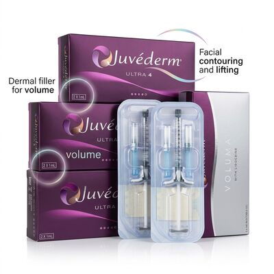 ১২-১৮ মাস পর্যন্ত Juvederm Dermal Filler ১ মিলি ২ টি সিরিঞ্জ DHL UPS FEDEX দীর্ঘস্থায়ী মুখের বর্ধন সমাধান