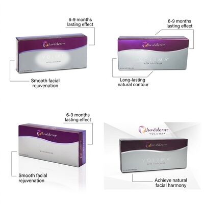 ১২-১৮ মাস পর্যন্ত Juvederm Dermal Filler ১ মিলি ২ টি সিরিঞ্জ DHL UPS FEDEX দীর্ঘস্থায়ী মুখের বর্ধন সমাধান