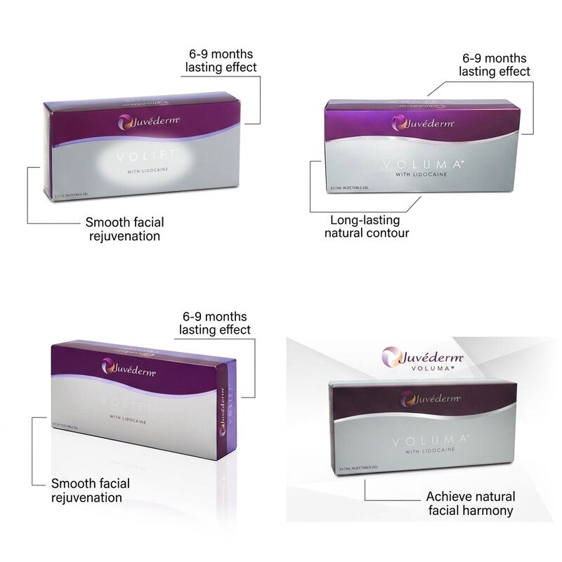 ১২-১৮ মাস পর্যন্ত Juvederm Dermal Filler ১ মিলি ২ টি সিরিঞ্জ DHL UPS FEDEX দীর্ঘস্থায়ী মুখের বর্ধন সমাধান